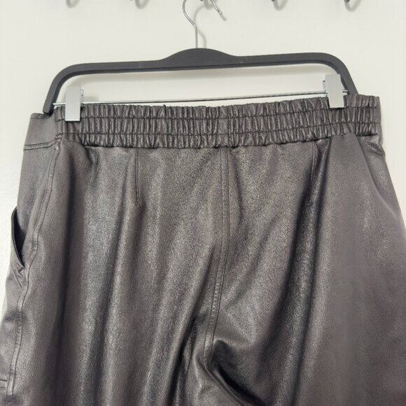 SPANX Faux Leather Jogger Pants High Waist Ruched Goth Y2K Black Women's XL - Picture 10 of 16
